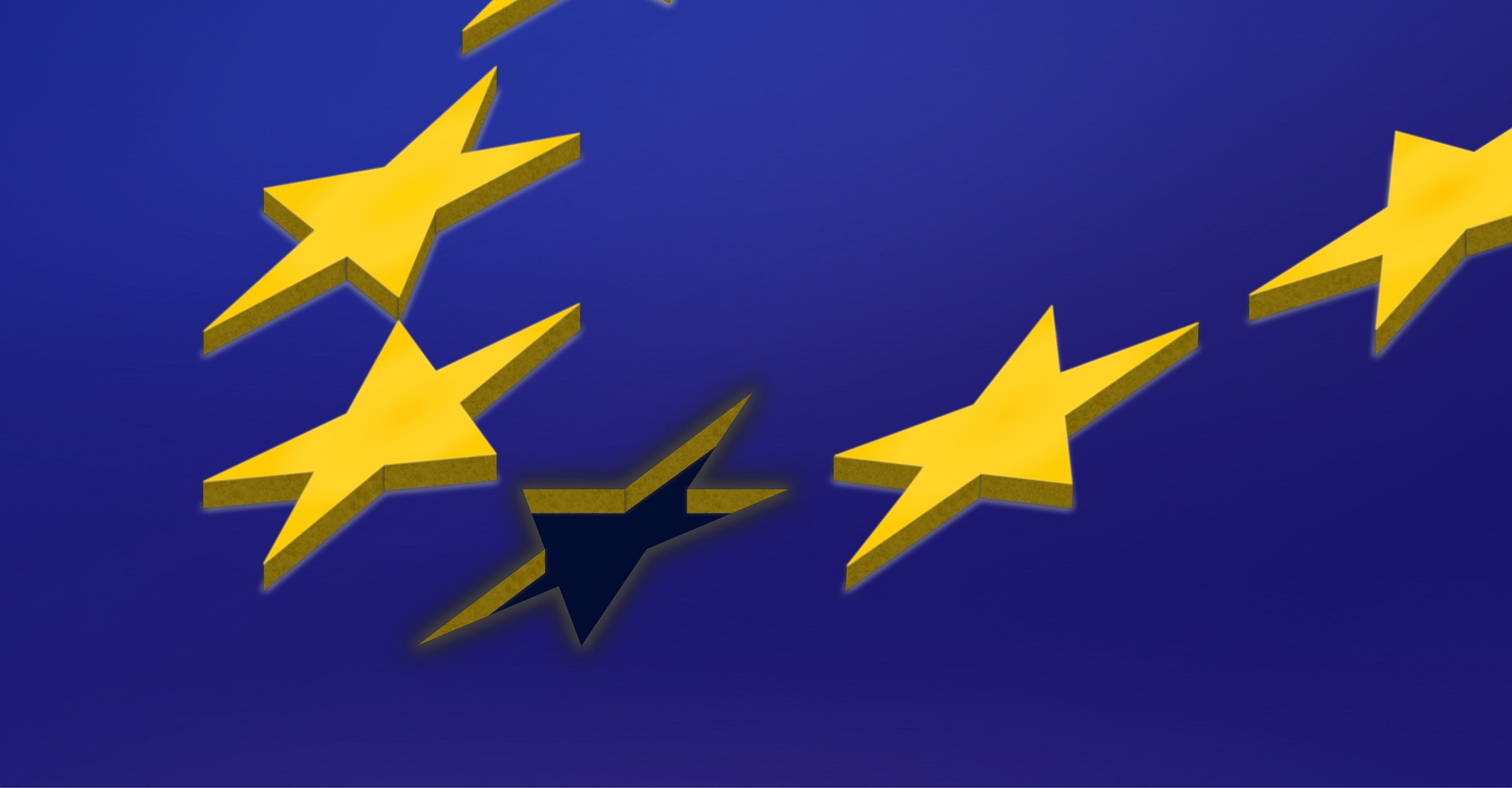 An image of the European Union flag with one star coloured black instead of gold